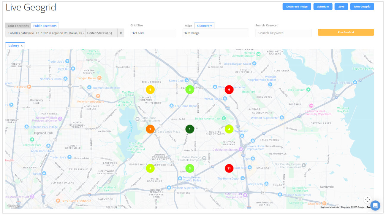Live Geogrid untuk [toko roti] di Texas